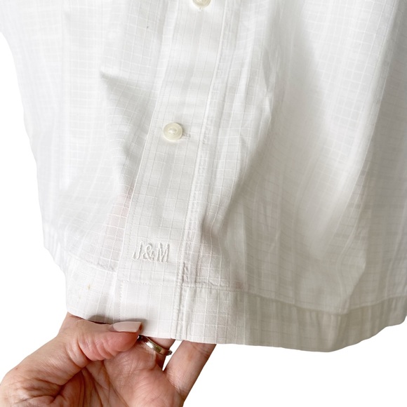 Johnston & Murphy Checked Casual Button Down Short Sleeve White Summer Medium - Picture 6 of 8